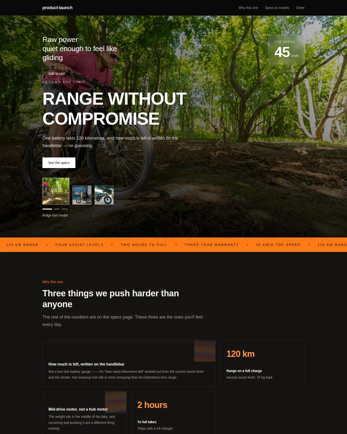 Screenshot of the Single-product launch home page