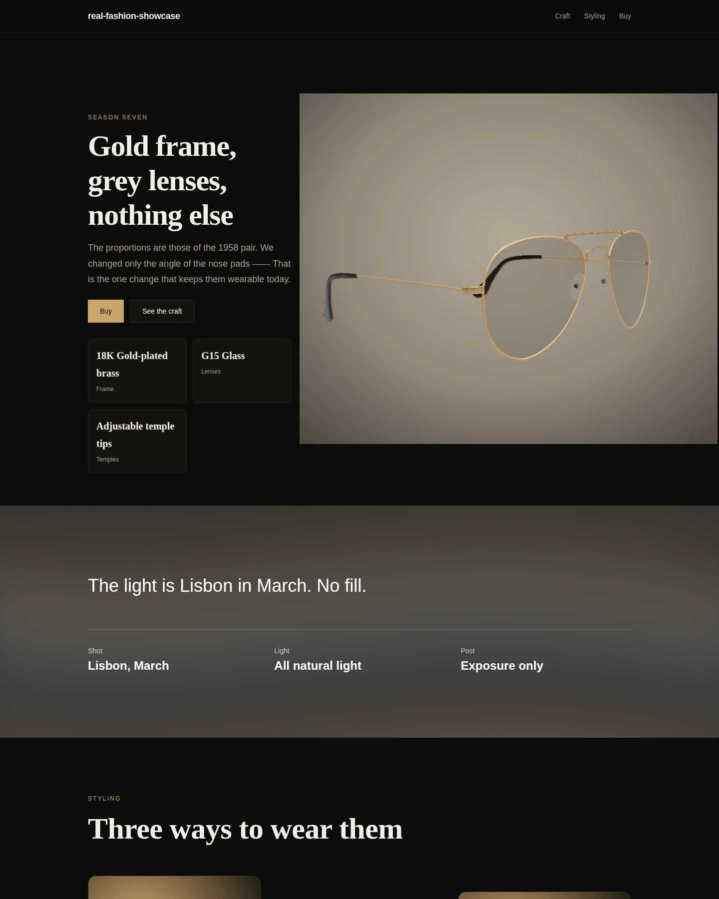 Screenshot of the Real accessory campaign page home page