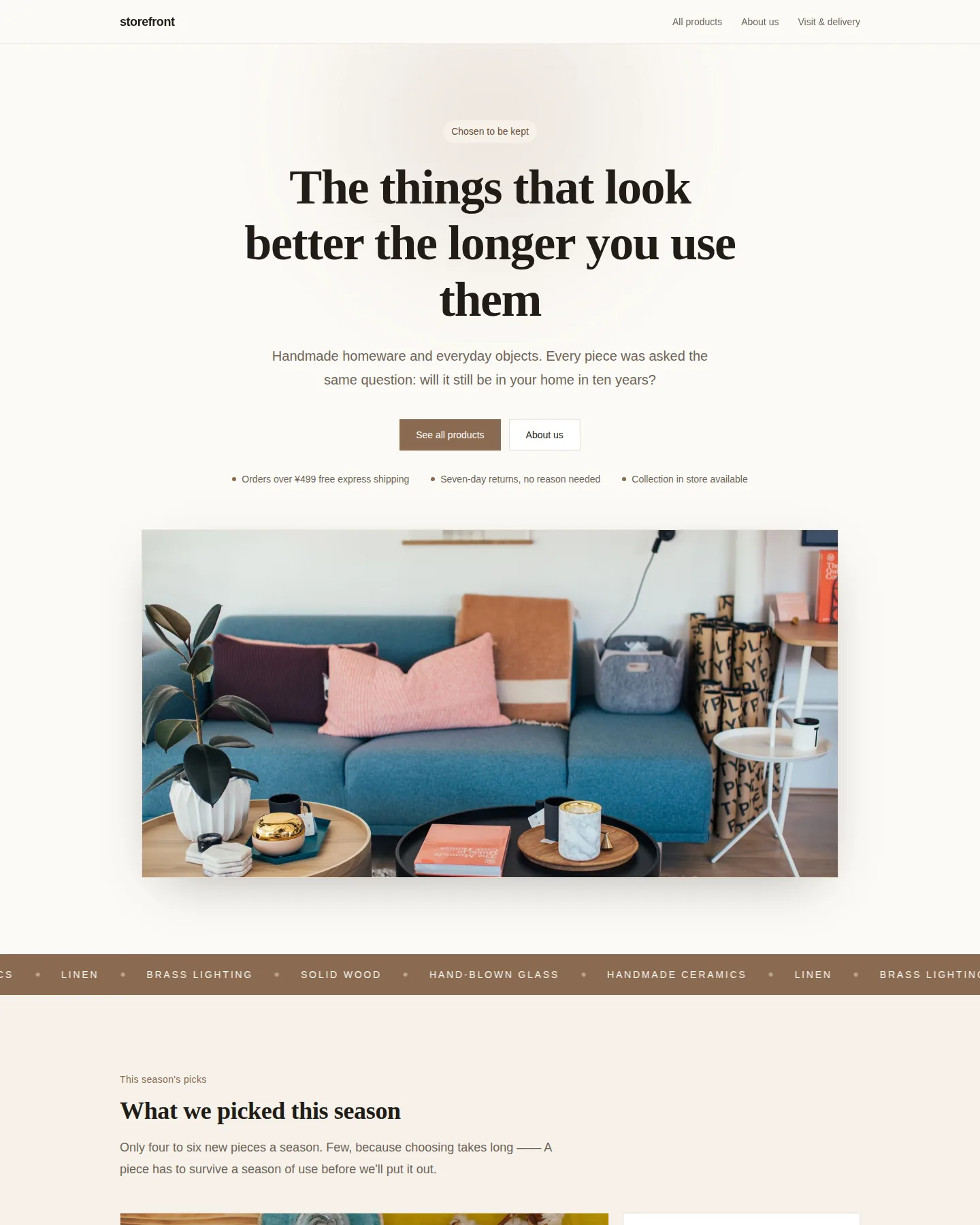 Screenshot of the Independent shop home page